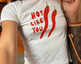 Pikantna czerwona papryczka chilli dla dzieci koszulka z nadrukiem papryczki chilli koszulka z lat 90. w stylu chilli koszulka z grafiką Y2K zabawne prezenty dla niej zabawna koszulka