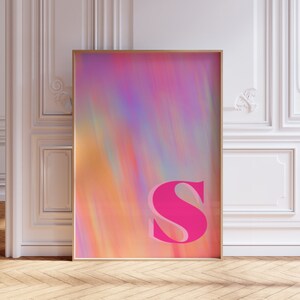 Regalo personalizado con letras coloridas impresas para un amigo Impresión del alfabeto personalizada Impresión de iniciales Galería Arte de pared Póster con iniciales personalizado