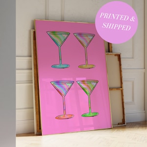 Póster de cóctel, decoración de carrito de bar, impresión de cóctel retro, arte de pared de martini, arte de pared preppy, impresión de martini sucio, arte de pared femenino, decoración de habitación de apartamento