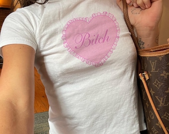 Custom Heart Baby Tee Coquette Baby Tee Pink Tshirt Y2K Baby Tee Vintage Baby Tee 90s Baby Tee Aesthetic Baby Tee Pink Heart Gift for Her