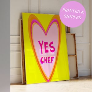 Yes Chef アートプリント キッチン 美的 ウォールアート レトロキッチン トレンディプリント アパートメント用 かわいい 料理アート 面白いキッチンプリント マキシマリストギフト