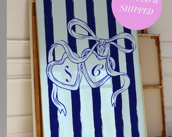 Benutzerdefinierte Paare Initial Locket Art Print Benutzerdefinierte Paar Geschenk Print Trendy Ungerahmt Druck Schlafzimmer Wandkunst Schlafzimmer Print Paar Namen über dem Bett