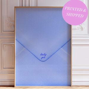 Love Letter Wall Art Blue Lucky You Print Trendy Romantic Wall Art Aesthetic Blue Gallery Wall Print Valentines Day Decor Preppy Love Print
