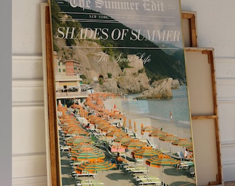 Newspaper Print La Dolce Vita Italian Summer Beachy Art Newspaper Print Coastal Trendy Wall Art Vintage Bar Cart Italian Beach Art for Dorm