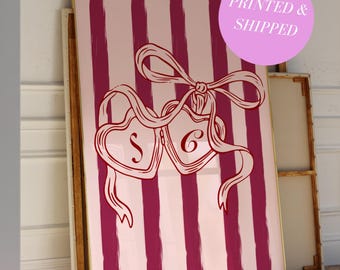 Benutzerdefinierte Paare Initial Locket Art Print Benutzerdefinierte Paar Geschenk Print Trendy Ungerahmt Druck Schlafzimmer Wandkunst Schlafzimmer Print Paar Namen über dem Bett