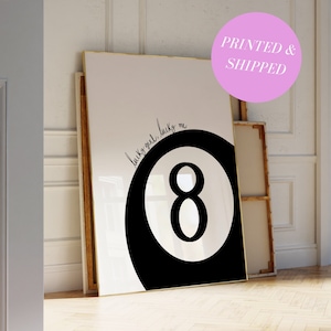 8 Ball Print Trendy Retro Schwarzweiß Poster Wandkunst Eight Ball Poster Preppy Print College Wohnheim Ästhetik Raum Gen Z Art Retro Poster