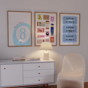 3er Set Cowgirl Küstendruck Blau Dekor Vintage Streichholzbuch Druck Küstenästhetik Blau Wandkunst 8 Ball Poster Retro Ticket Druck GenZ Geschenk