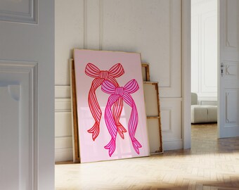 Set 3 Poster Con Fiocco Rosa – Decorazione Da Parete Preppy, Stile Pastello Per Camera Letto, Ragazze, Appartamento Universitario
