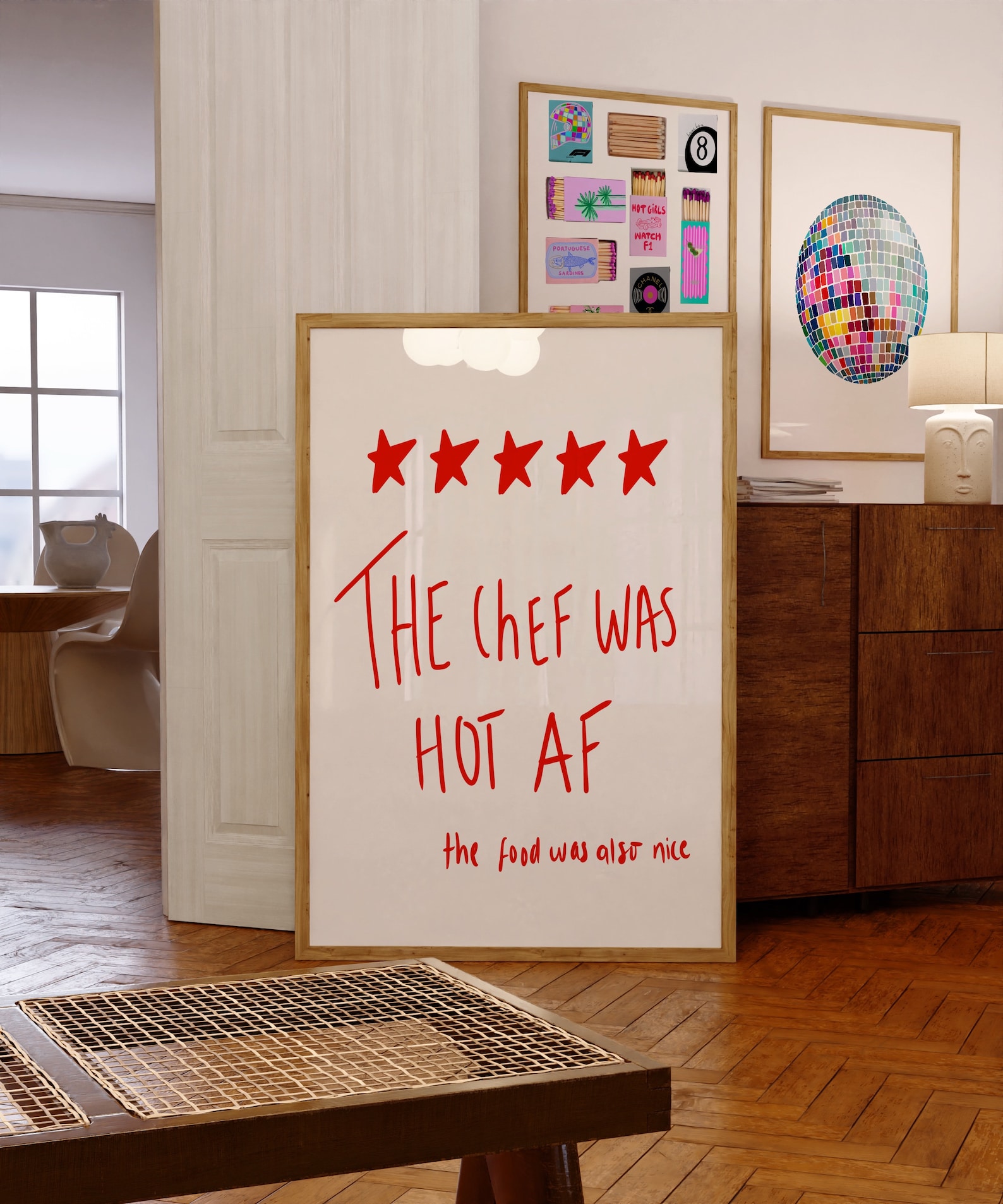 Kitchen Aesthetic Wall Art Red Chef Art Print Retro Kitchen Trendy ...