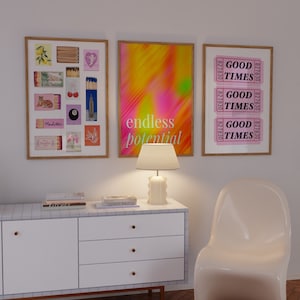 Set of 3 Trendy That Girl Dorm Prints Matchbox Print Vintage Matchbook Wall Art Retro Ticket Print Preppy Wall Decor Retro Bar Cart Art GenZ