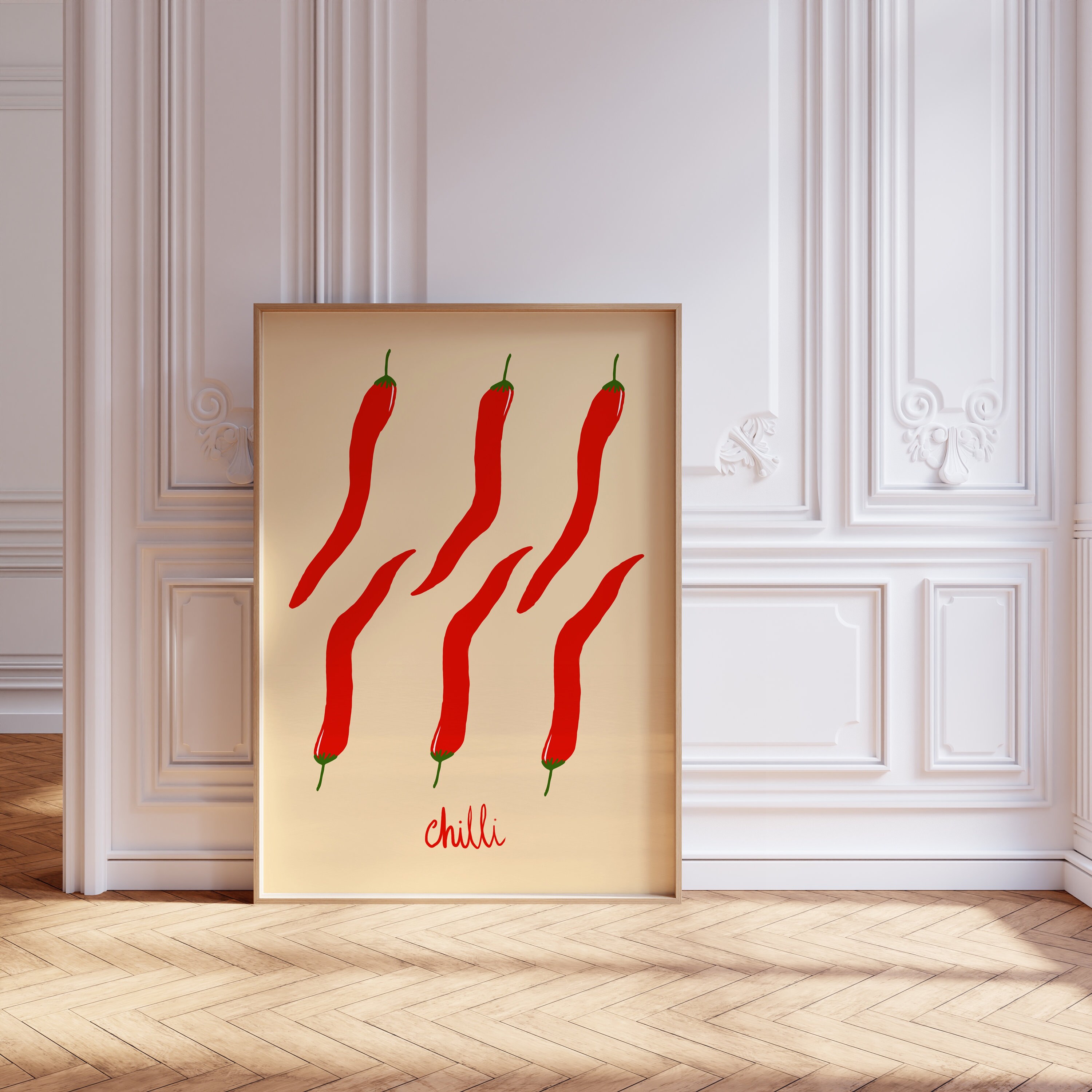 Chilli Digital Print Kitchen Aesthetic Wall Art Trendy Retro Chilli ...
