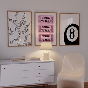 Set Of 3 Trendy Prints Black White Poster Cowgirl Print Vintage Wall Art Retro Ticket Print Preppy Wall Decor Retro Bar Cart Art Gen Z Print