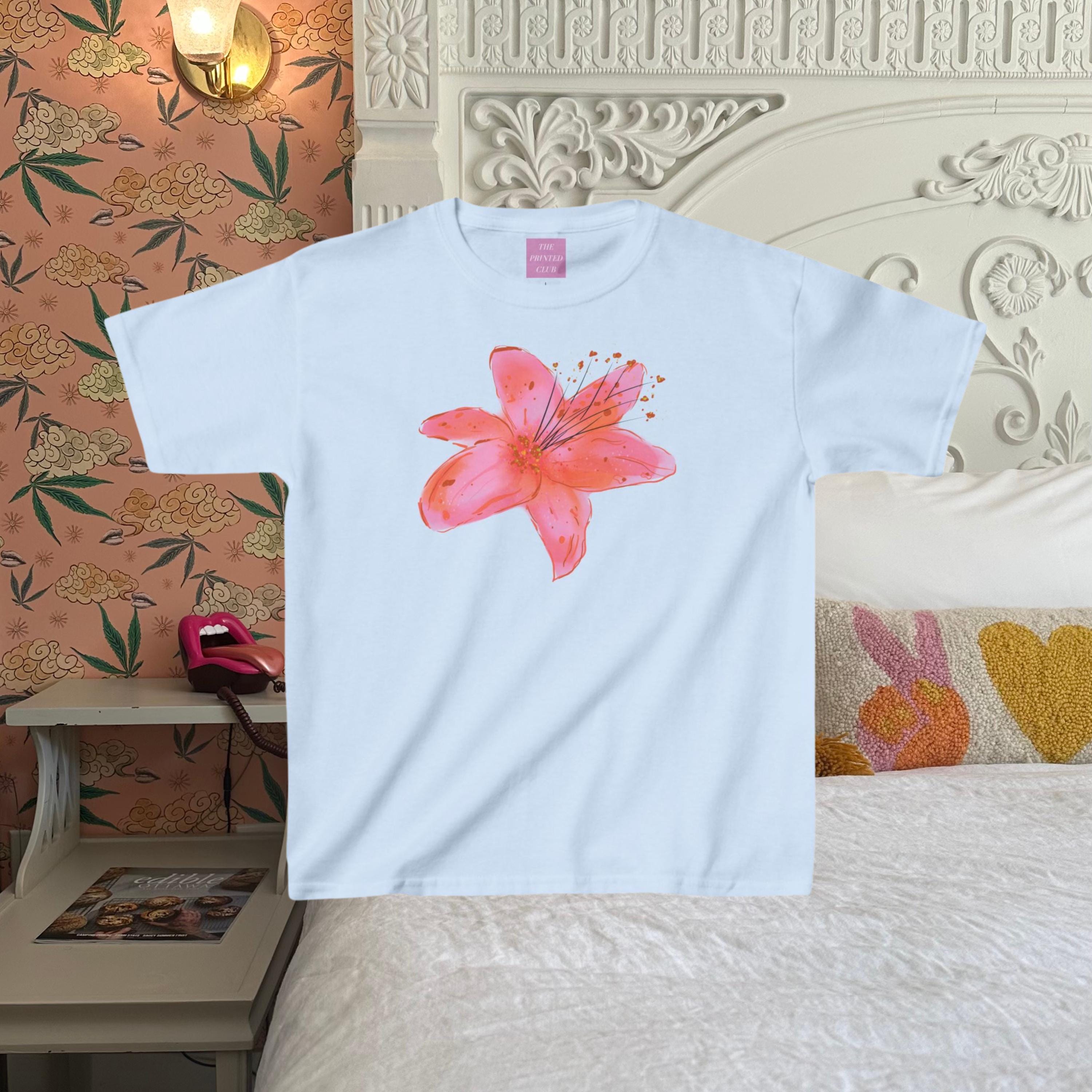 Lilly Baby Tee Graphic Baby Tee Floral Graphic Print Baby Tee