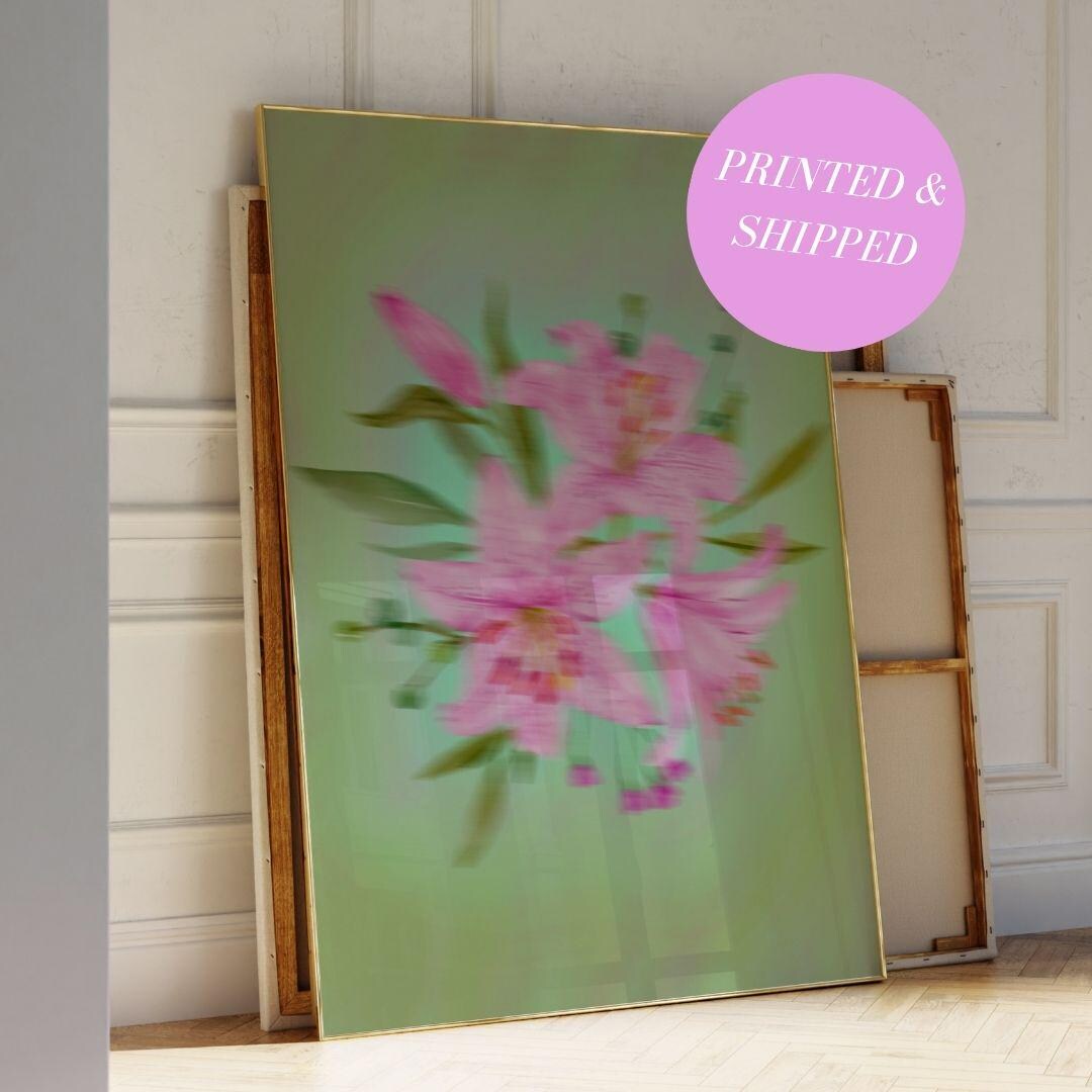 Botanical Shadow Art Print Sage Green Lily Abstract Light Play Wall Art ...
