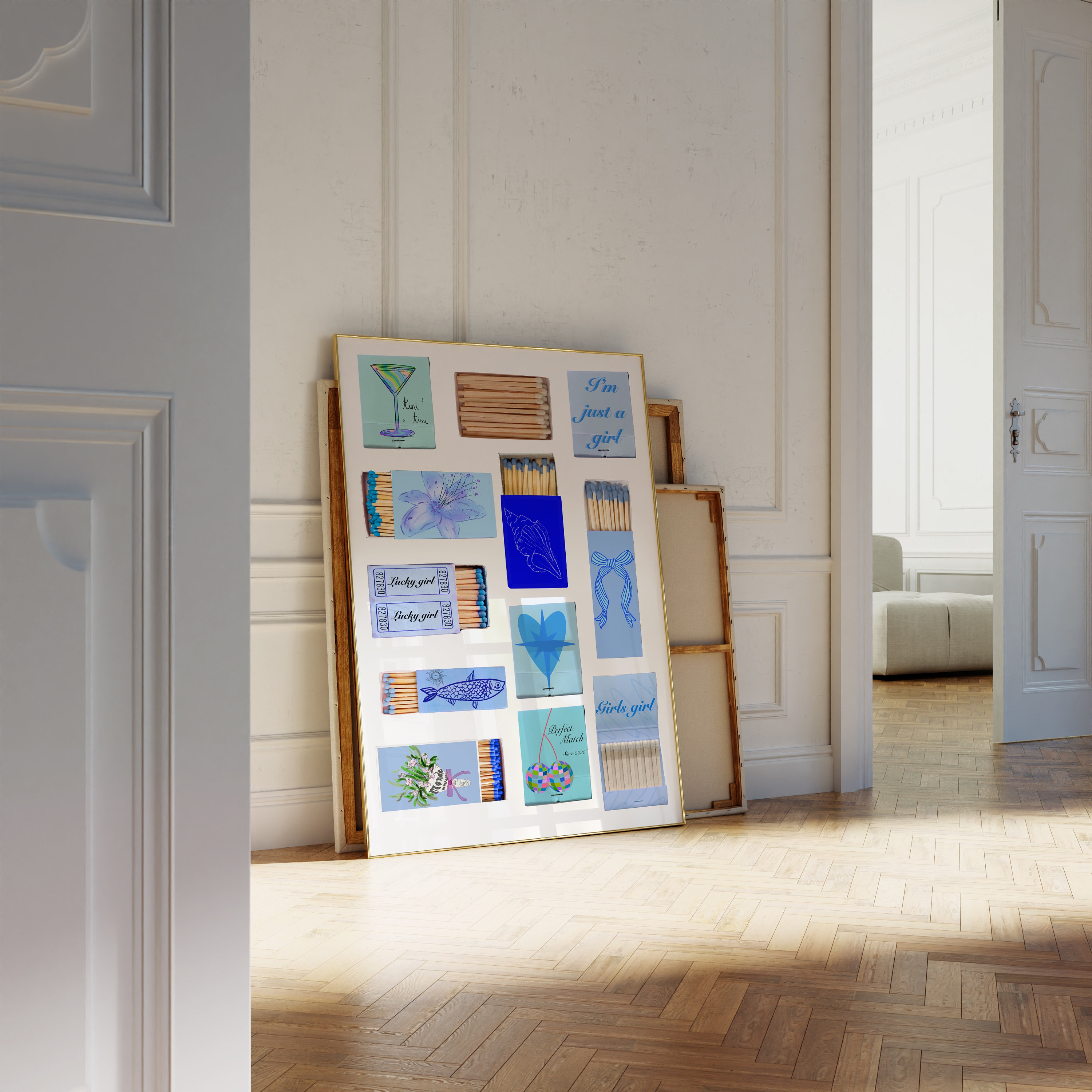 Set of 3 Matchbox Prints Trendy Prints for Apartment Coquette Room ...