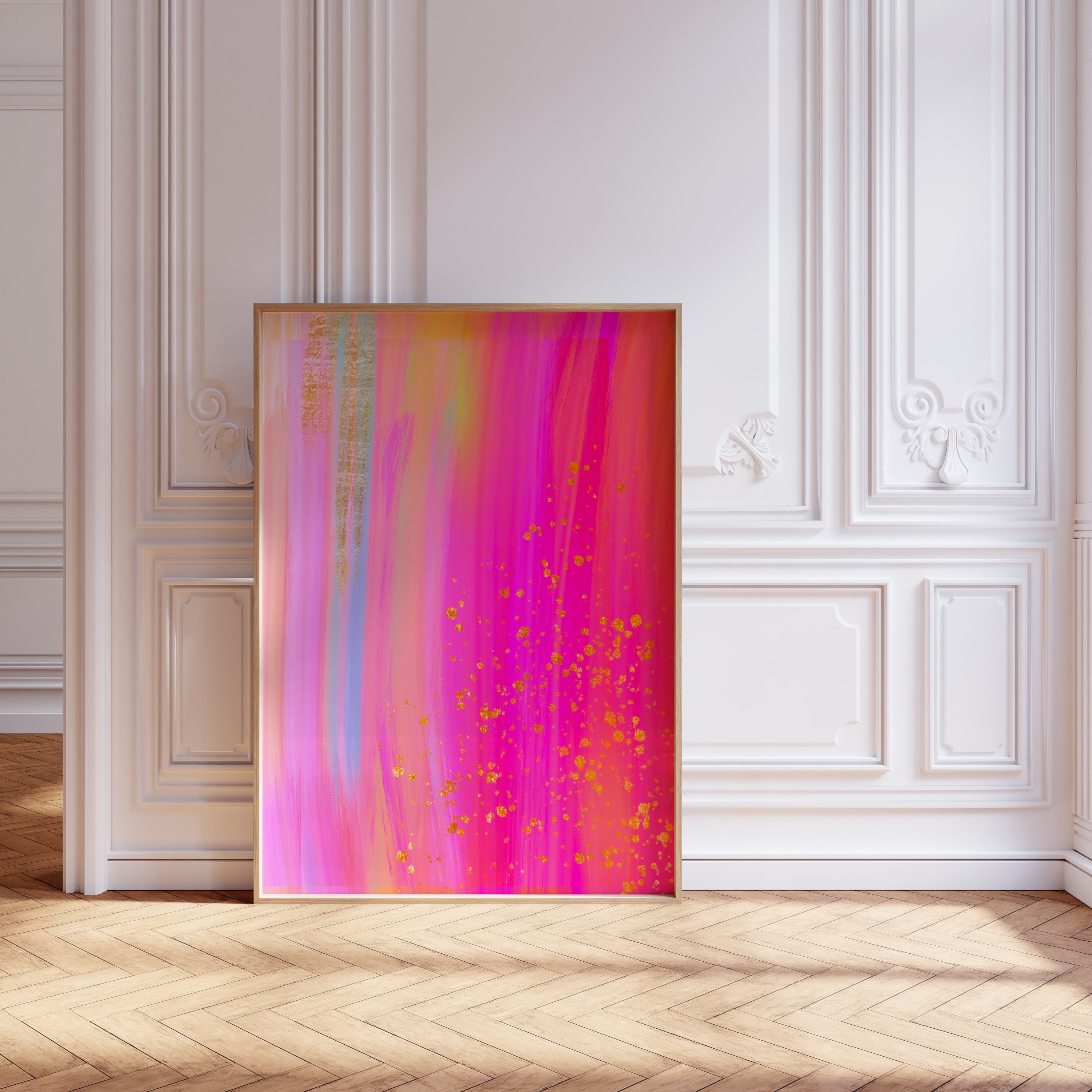 Pink Abstract Print Gold Leaf Abstract Art Colorful Abstract Painting ...