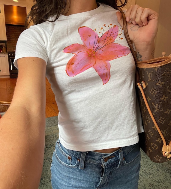 Lilly Baby Tee Graphic Baby Tee Floral Graphic Print Baby Tee
