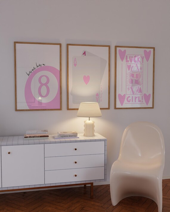 3枚セット ピンクのトレンディなプリント How Lucky Are We プリント