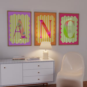 Regalo personalizado con impresión de letras coloridas para un amigo, Impresión del alfabeto personalizado, Impresión de iniciales, Arte de pared con inicial de guardería, Decoración inicial personalizada