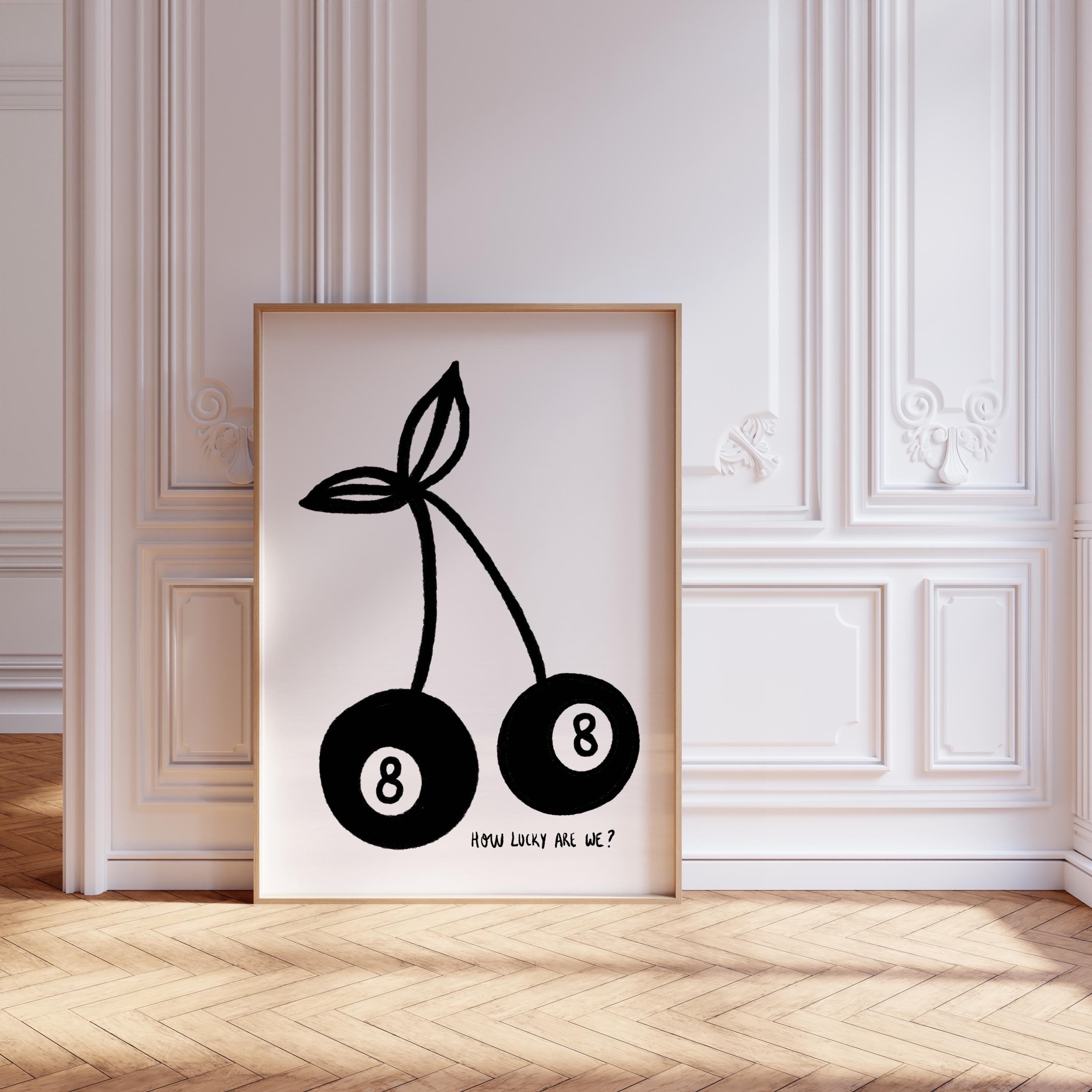 8 Ball Cherry Print Retro Wall Art Prints and Posters Lucky You
