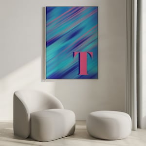 Personalized Colorful Letter Print Gift For Friend Custom Alphabet Print Initials Print Gallery Wall Art Personalized Initial Poster