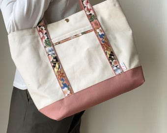 Japanese Canvas Tote Bag, A4 Shoulder bag, Personalized Gift