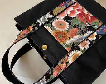 Japanese canvas  tote bag, Crossbody bag, every day bag, M size