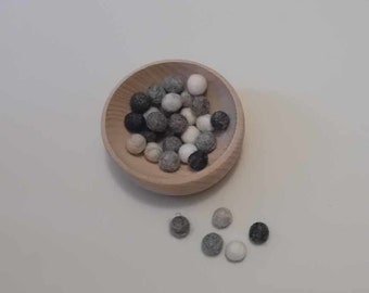 Mini Grey Felt Balls (1cm) - Loose Parts Play or Craft Supplies