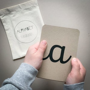 Flashcards alphabet cursif | Idéal pour l'apprentissage à la maison ou à l'école | format a6 | Carte écologique | écriture cursive | cartes de l'alphabet
