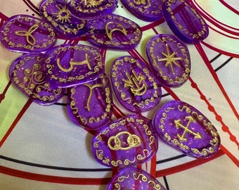 Resin Witches Runes Set: 13 Divination Stones with Bag