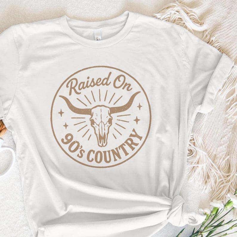 Raised On 90's Country PNG, Western Skull PNG, Vintage Rodeo Shirt, Country Music Gift, Retro Western Decor, Digital Printable Design image 7