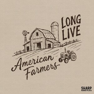 Long Live American Farmers, PNG Designs For Western Shirt Makers, Sublimation Patriotic Farm Barn Tractor Graphic Digital Download