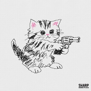 Tiny Kitten With Toy Gun PNG, Funny Cat Graphic, Sarcastic Animal Shirt Design, Trendy Retro Pet Lover Digital Download