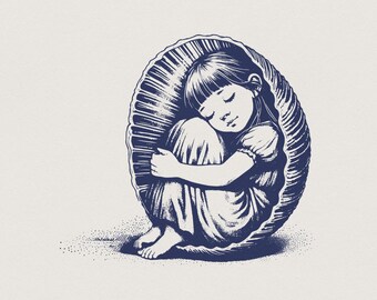 Sleepy Child Png, Cocoon Png, Peaceful Sleep Design, Cute Child Art, Relaxing Digital Design, Calming Image, Children Art