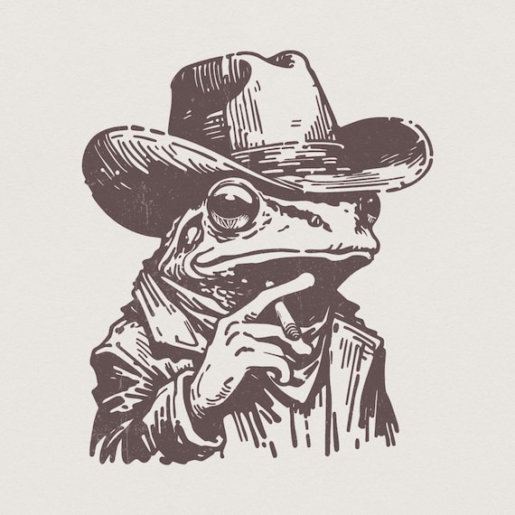 Cowboy Frog PNG, Funny Frog Meme PNG, Cowboy Toad, Trendy Sublimation Design, Western Design PNG, Retro Country Vibes
