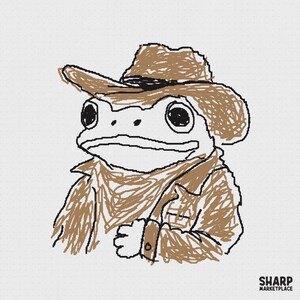 Western Cowboy Groda i hatt PNG, söt ranchdjurskonst, trendig westerndesign, rolig lantlig t-shirt, vintage sublimering