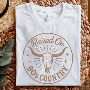Raised On 90's Country PNG, Western Skull PNG, Vintage Rodeo Shirt, Country Music Gift, Retro Western Decor, Digital Printable Design image 5