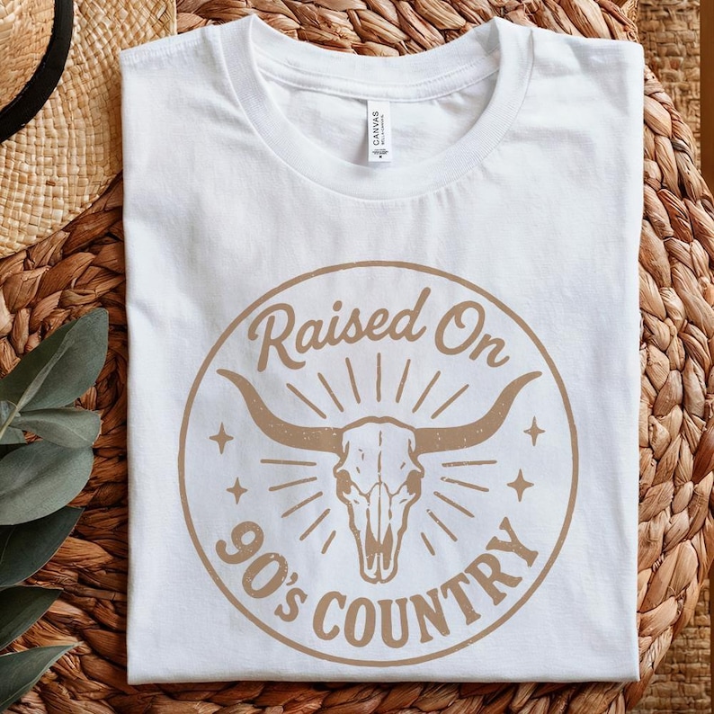 Raised On 90's Country PNG, Western Skull PNG, Vintage Rodeo Shirt, Country Music Gift, Retro Western Decor, Digital Printable Design image 5