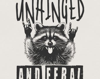 Unhinged Feral Raccoon PNG, Rock'n Roll Design (Digital Download)