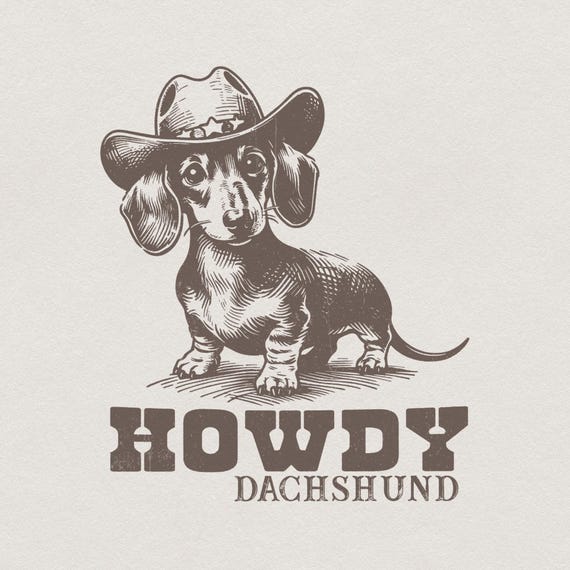 Howdy Dachshund Png, Western Dachshund, Dachshund Lover, Dachshund Cowboy, Dog Lover Png, Dachshund Mom Gift, Sausage Dog PNG, Wiener Dog