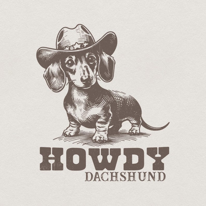 Howdy Dachshund Png, Western Dachshund, Dachshund Lover, Dachshund Cowboy, Dog Lover Png, Dachshund Mom Gift, Sausage Dog PNG, Wiener Dog image 1