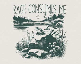 Rage Consumes Me PNG, Amphibian Design, Frog Sublimation, Old Image Printable, Digital Ephemera, Victorian Era, Illustration Drawing