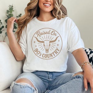 Raised On 90's Country PNG, Western Skull PNG, Vintage Rodeo Shirt, Country Music Gift, Retro Western Decor, Digital Printable Design image 6