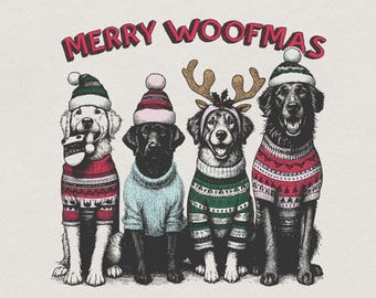 Merry Woofmas PNG, Dog Mama PNG, Christmas PNG, Digital nedladdning, Hundälskare PNG, Hundjul PNG, Sublimeringsdesign, Julklapp