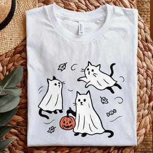 Ghost Cat PNG, Spooky Halloween Cat, Cute Black Cat PNG, Trick or Treat Cats Art, Pumpkin Bucket, Autumn Candy, High-Res Printable PNG File image 5