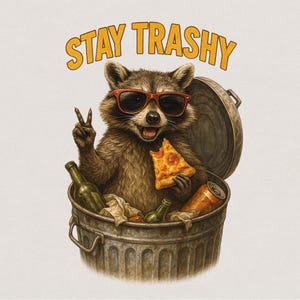 Stay Trashy Png, Design Engraçado De Guaxinim, Imagem De Guaxinins Png, Sublimação De Guaxinim, Retro Raccoon Png, Gráfico Engraçado Retro, Panda De Lixo Png