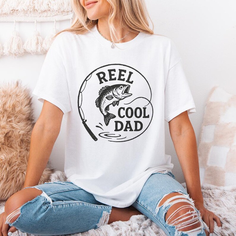 Retro Reel Cool Dad Png, Wishin' I Was Fishin' Png, Funny Dad Quotes Png, Father's Day Png, Bass Fishing Png, Humor Dad Png, Trendy Dad image 3
