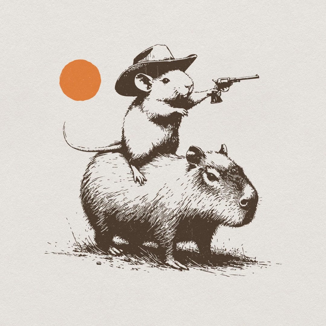 Terminator Riding Capybara Image Funny Rat Riding Capybara Sketch, Vintage Animals Png, Cute Capybara ...