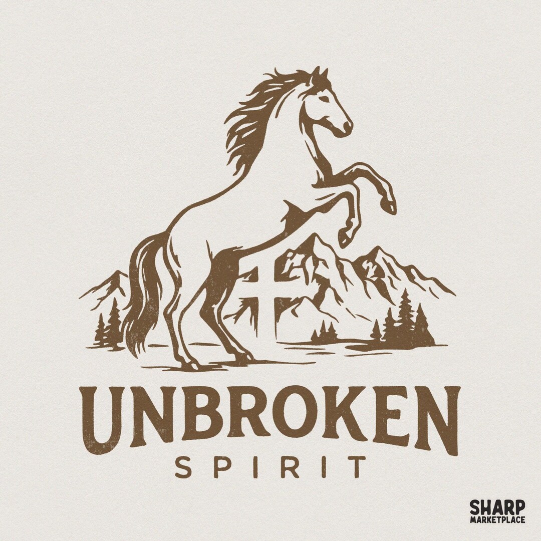 Unbroken Layout Design Unbroken Spirit PNG, Western Horse Design, Mountain Wild Nature ...