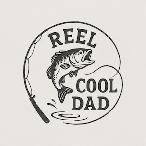Retro Reel Cool Dad Png, Wishin' I Was Fishin' Png, Funny Dad Quotes Png, Father's Day Png, Bass Fishing Png, Humor Dad Png, Trendy Dad image 1